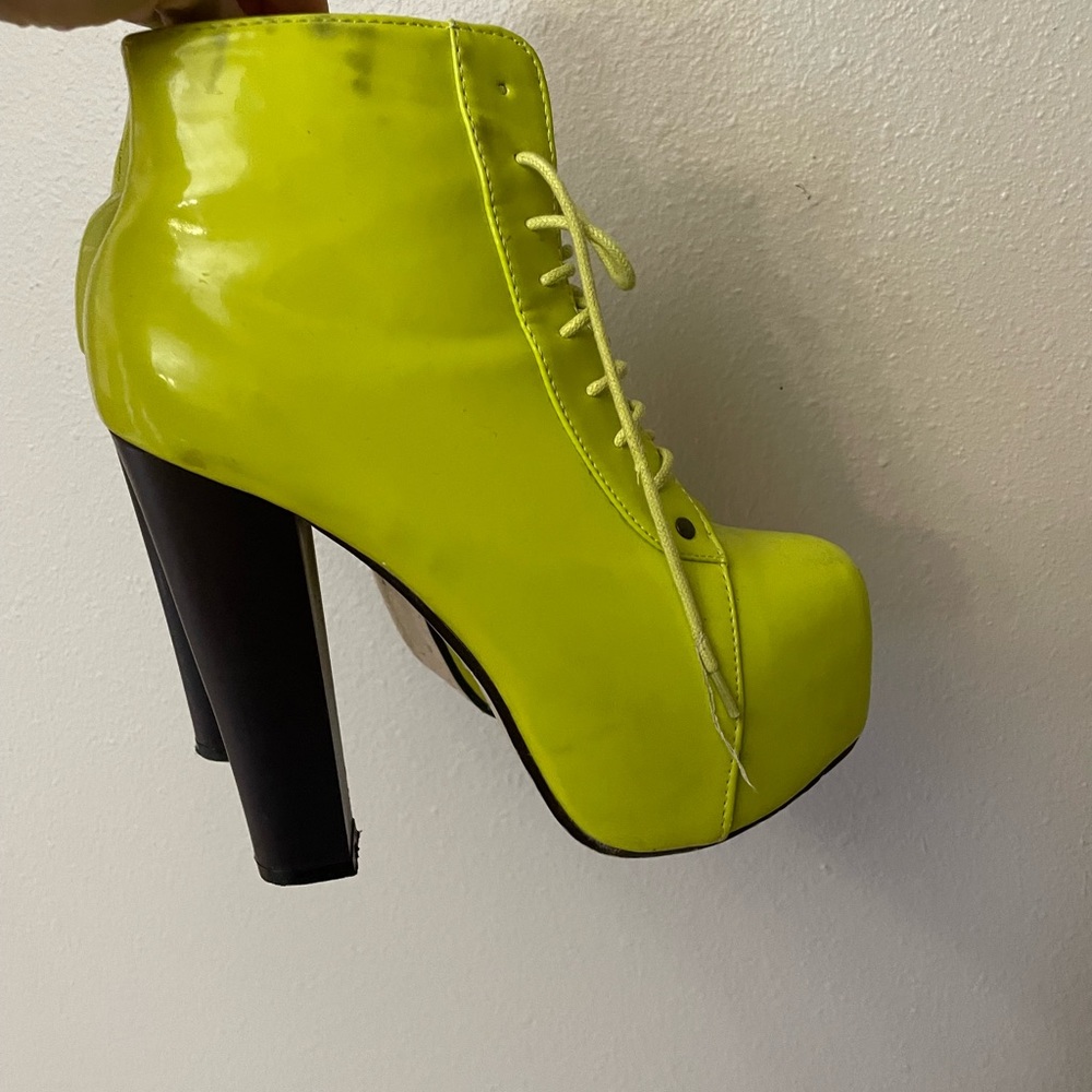 Lime green High heel boots